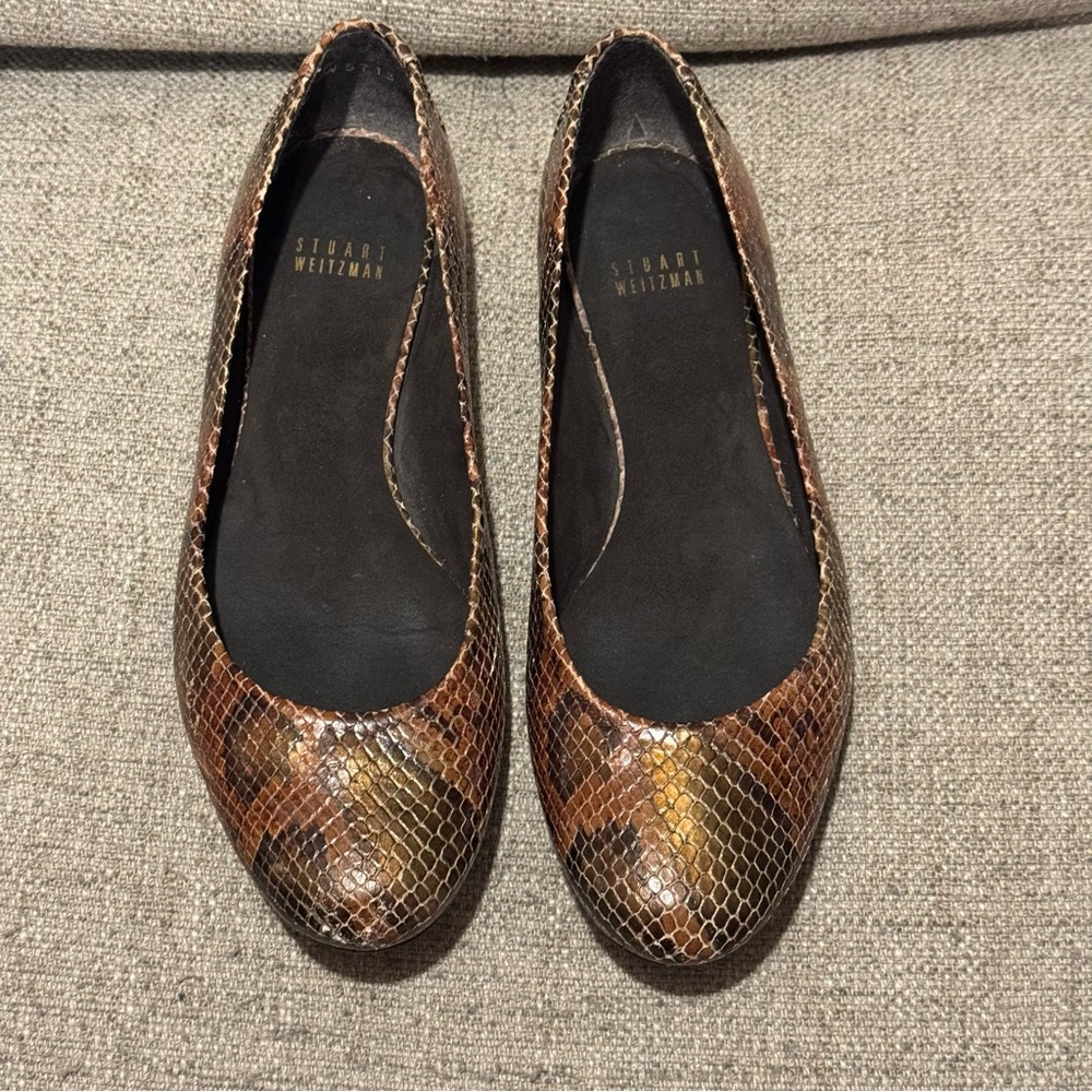 Stuart Weitzman Python Embossed Leather Ballet Fl… - image 6